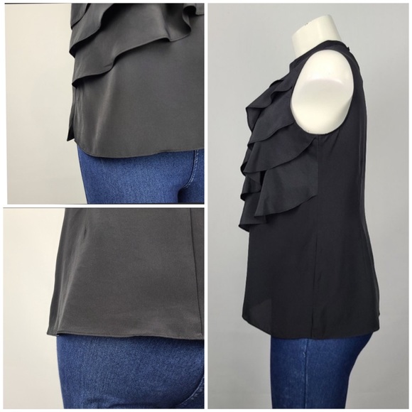 Cascading ruffles sleeveless blouse - Picture 3 of 6